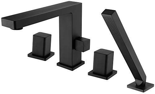 Wannenrandarmatur Fliesenrandarmatur 6081B - Design 4-Loch-Badewannenarmatur in Schwarz