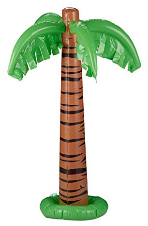 Relaxdays Aufblasbare Palme, Coole Pool Deko, Dekopalme zum Aufblasen, sommerliche Partydeko, 80 cm hoch, grün-braun | Dekopalme zum Aufblasen, sommerliche Partydeko, 80 cm hoch