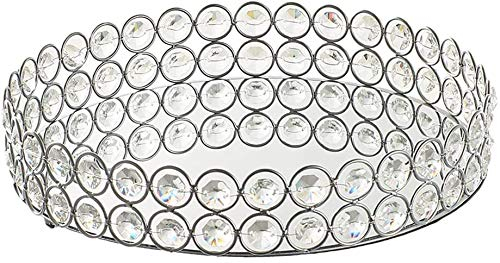 FülleMore Kosmetiktablett Rund Kristall Tablett Kosmetikorganizer Schmuck Organizer mit Spiegel Badezimmertablett Serviertablett Parfüm Kosmetik Schale Schmuckablage (30)
