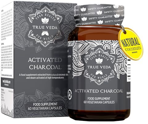 Wild-Crafted Activated Charcoal Capsules | Steam-Activated from Wild-Harvested Coconut Shells | Clean, Natural Ayurvedic Formula| UK Made Plant-Based Activated Charcoal Tablets| 60 Vegan Capsules