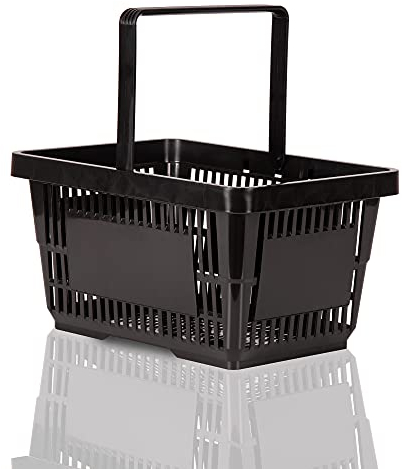 Einkaufskorb schwarz 22l Handkorb mit Tragebügel | Kunststoffkorb stapelbar | Tragekorb stabil | Plastikkorb lebensmittelgeeignet | Shopping-Basket