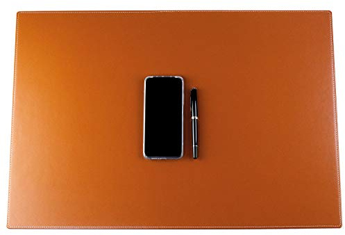 DELMON VARONE - Personalisierbare Schreibtischunterlage XL Cambridge Top Grain Leder braun, Rutschfeste Echtleder Schreibunterlage abwaschbar, Schreibtisch Unterlage geeignet als Mauspad, 65 x 45 cm