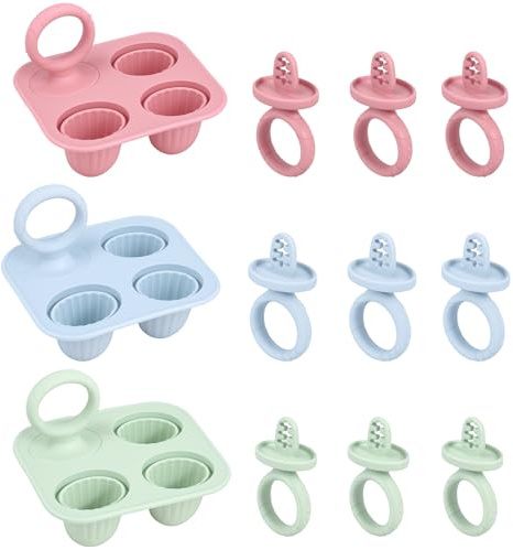 3 moldes de hielo para bebé, de silicona, con palos, sin BPA, reutilizables, para niños pequeños