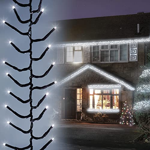 ANSIO® Christmas Lights 2000 LED 24m/78ft Cluster Christmas Tree Lights for Indoor & Outdoor Cool White Decorations Fairy Lights with Timer for Xmas Garden Bedroom & Party | Mains Powered Green Cable