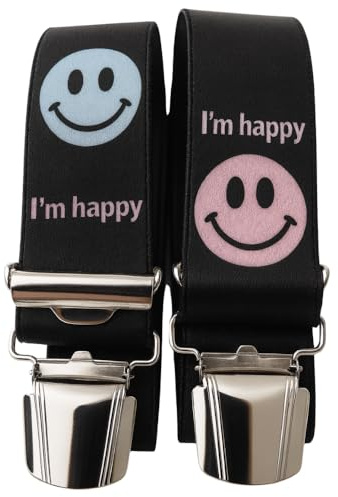 Generisch SMILEY Hosenträger Bunt lustig farbenfroh - von www.vienna-fashion.at AUSTRIA ÖSTERREICH 35mm Breit in H-Form mit 4 extra starken Clips/ ST-021, Schwarz