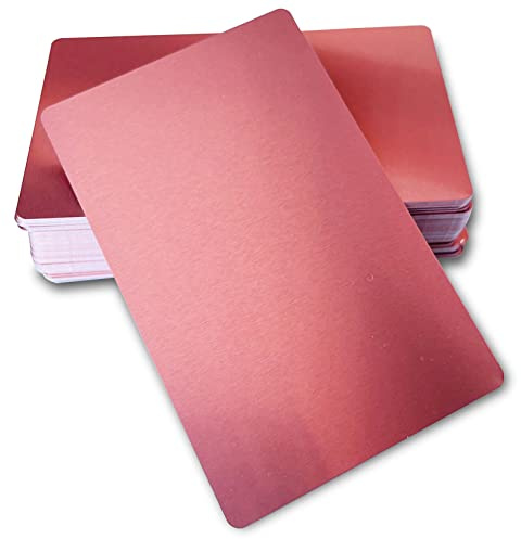 Ebamaz Dick Metall Visitenkarten aus Aluminium Legierung 86X54X0,45mm 50 Stücke Blanko für Gravur (Rosa)