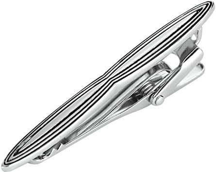 Tie Clip, Krawattennadel Elegant Edelstahl Unregelmäßiges Streifenmuster Krawattenklammer Silber Schwarz 5.5CM Schmuck Geschenke