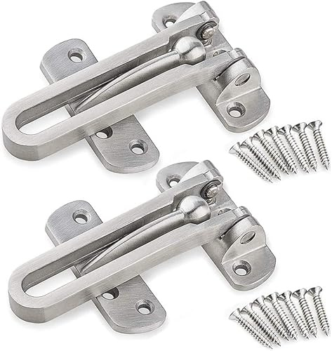 SDTOOLS Door Bar Restrictor Door Chain Lock for Front Door Swing Bar Door Guard Reinforcement Lock Latch Security Chain Restrictors Door Guard to Prevent Forceful Entry (2 Pieces)
