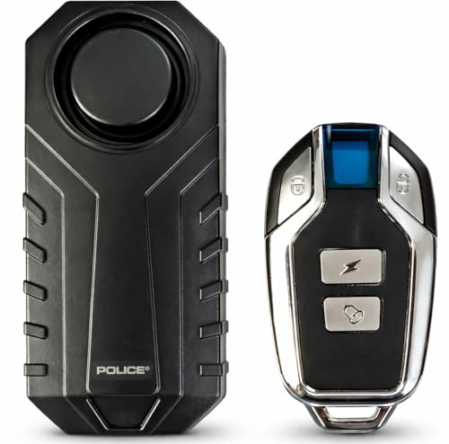 Police Bike Alarm with Remote 113dB Wireless Anti Theft Vibration Motion Sensor Waterproof Security System for Motorcycle, Electric Bike, Scooter & Tricycle