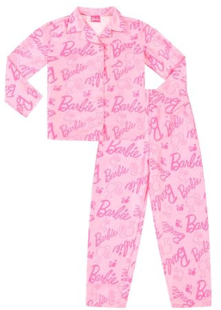 Barbie Langer Satin-Schlafanzug für Damen und Mädchen, Sommer, zweiteilig, Seidensatin, rose, 18-20