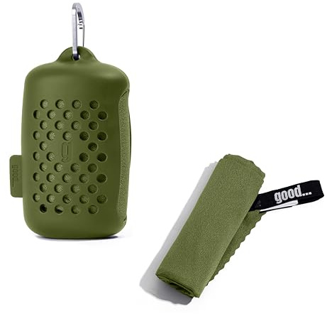 Goody Products Quick Dry Towel - Super Absorbent Fast Drying - Travel, Camping, Gym & Sports - Army Green Nanofiber