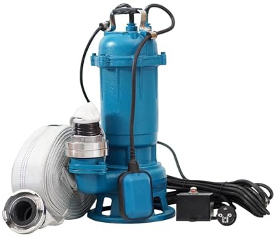 1100W WEISBACH PROFESSIONAL CTR Leistungsstarke Tauchpumpe Fäkalienpumpe Schmutzwasserpumpe mit Zerkleinerer und Schwimmer 21000L/h + 2 Storzkupplung + 30m C-Schlauch