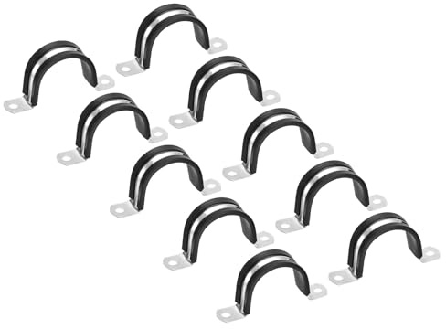 PATIKIL 12 Stück U-Rohrschellen Set, Rohrschelle 40mm, Schlauchschellen, Gummi Gefüttert 2-Loch U-Form Kabelschellen, Starrer Rohr Riemen Klemme, Rohrhalterung für Rohr Befestigung