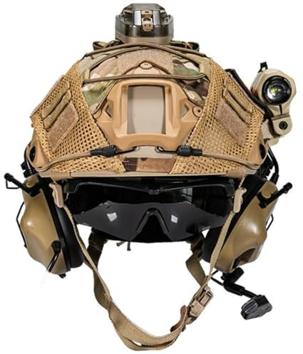 Fotrsta Airsoft Helm Mit Visier Set, Militär Taktisch Fast Protection Helm with Airsoft-Headset Helm Abdeckung Paintball Combat Gläsern Für Paintball, Halloween, Cosplay, BBS