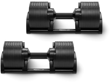 NÜOBELL 232 Verstellbarer Hantelset | 2-32kg mit 2kg Intervallen | Schnellknöpfe | Premium Krafttraining (Schwarz)