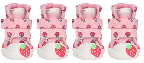 Hundeschuhe, Erdbeer-Hundestiefel, rutschfest, atmungsaktiv, niedliche Welpen-Hundeschuhe für kleine Hunde, Teddy, Bichon, Zwergspitz (4)