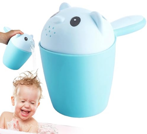 Taza de baño para enjuagar el cabello, taza de enjuague para el baño del bebé - enjuague de baño en cascada, mango ergonómico, vertidor de agua de baño,aspersor de cucharas de champú, escotilla de