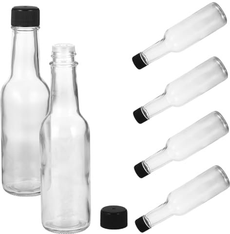 IMIKEYA Lot de 6 Bouteilles de Sauce Verre 150 Ml Bouchon Hermétique Distributeur de Sauce Soja et Ketchup Cuisine Barbecue Pique-niques Rangement Condiments