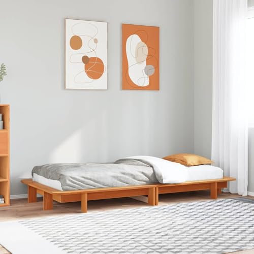 Sufrk Massivholzbett ohne Matratze Wachsbraun 90x190 cm Holz Bett Massivholzbett Bed Frame Bettgestell Bett Holz Kiefernholz