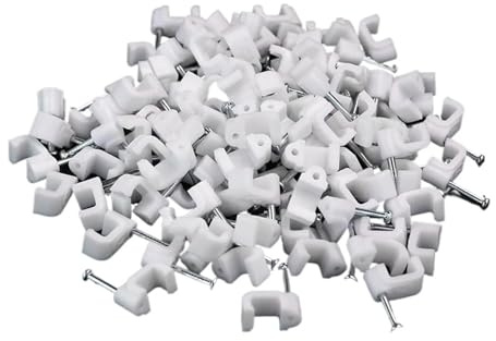 Nail in Cable Clips, Round Cable Wire Clips 4mm 6mm 8mm 10mm Cable Management Electrical Wire Cord Tie Holder Circle Cable Clips(Round 4mm 100PCS)