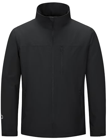 Outdoor Ventures Wasserdichte Jacke Herren Leichte Übergangsjacke Windbreaker Outdoor Softshelljacke Sportjacke für Wandern Camping Laufen Golf Schwarz M