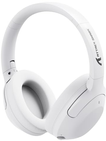 LexonElec x Attack Shark G300 Casque sans Fil avec réduction Active du Bruit, Bluetooth 5.3, Son stéréo HD Basses Profondes, Design léger, Micro intégré, Casque Gaming Over-Ear 3,5 mm (Blanc).