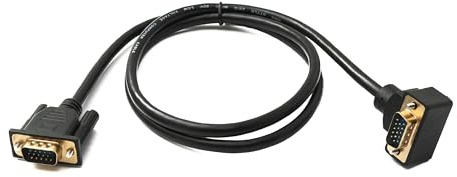 SYSTEM-S D Sub15 Kabel 100 cm HD VGA 15 Pin Stecker zu Stecker DB15 Winkel Up Angled Adapter