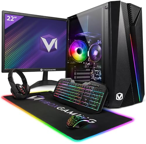 Vibox VI-44 Gaming PC Bundle • AMD Ryzen 3 3200G Quad-Core • Integrated Radeon Vega 8 • 16GB RAM • 1TB SSD • Windows 11 • 22 Monitor • WiFi