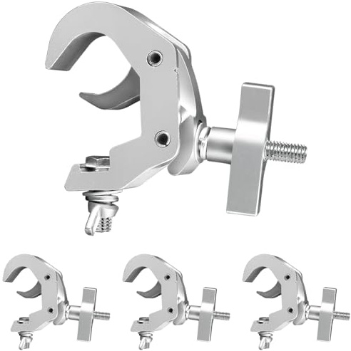 Mad Owl Stage Lighting Equipment & Accessories,Aluminum C‑clamp Scaffolding Heavy Duty Truss Clamps Adjustable 40-52mm/1.57-2.05 inches Load bearing 150kg/330lb (4pack Silver color)
