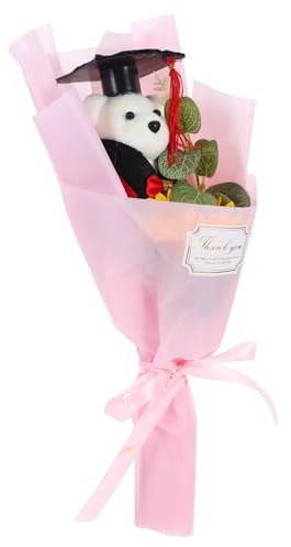 POPETPOP Ramo De Flores De Peluche De Graduación Con Oso y Gorro Adorable Para Fiestas De Graduación De Secundaria y Universidad