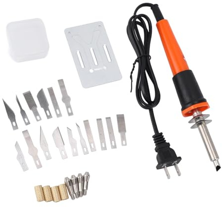 Outil électrique à Couteaux Chauds, Kit de Combustion en Bois avec 16 Lames 4 Manches de Mandrin, Chauffage Rapide, Polyvalent pour Pochoirs en Mousse en Plastique Mince Doux (Plug UE 220V 3800W)