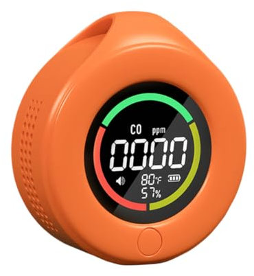 Fiorky Détecteur de monoxyde de carbone portable 3 en 1, mini moniteur de monoxyde de carbone rechargeable avec capteur magnétique de température/humidité, détecteurs de CO, moniteur d'alarme pour