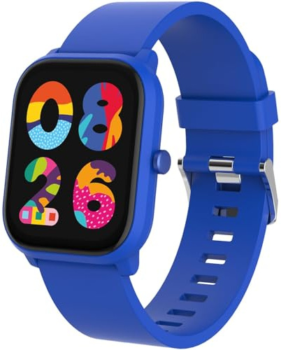 Celly, Smartwatch för barn med silikonband, med hjärtfrekvensmätare, stegräknare, spel, Bluetooth, dedikerad app, Fit4Kid, batteritid upp till 4 dagar, blå
