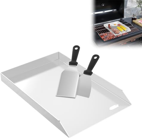 LZQ Plaque de cuisson en acier inoxydable 30 x 45 x 4 cm | Plancha en acier inoxydable pour barbecues à gaz et au charbon de bois | 4 mm d'épaisseur | Accessoires de barbecue pour barbecue | Avec