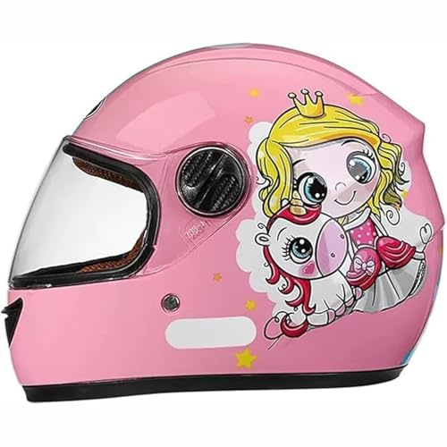 Casco Integral De Moto para Niños, Casco Scooter Homologado ECE con Visera Solar Y Bufanda Extraíble, Casco Scooter para Niños Y Niñas De 3 A 12 Años 1,48-55CM