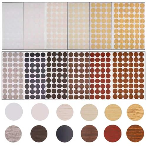 Set De 648 Tapones Cubretornillos Adhesivos – 12 Colores Variados, Tapas para Agujeros De Tornillos Ø 21 Mm, Autoadhesivos para Armarios, Escritorios Y Muebles – Ideal para Embellecer Tu Hogar