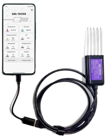 AIRUIXI Misuratore di Terreno Sensore del Suolo 8 in 1, NPK EC Temperatura umidità PH fertilità