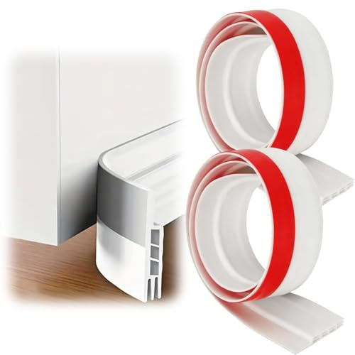 2 Stück Türdichtung, Zugluftstopper, Türdichtung, Schalldämmung, Tür, 100 cm, Wärme- und Schalldämmung, Schutz gegen Luft, Lärm und Staub, Weiß