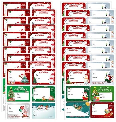 Lot de 120 Autocollants Étiquettes Noël Set,Étiquettes Cadeaux DIY Multicolores avec Motifs de Noël pour Emballage & Décoration