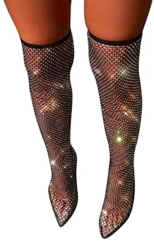 WZPKJH Women’s High Heels Closed Toe Clear Rhinestone Stiletto Mesh Pointed Toe Slingback Heels Transparent Sparkly Dress Party Pumps Shoes