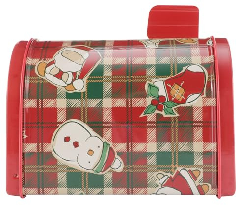 GOOHOCHY Caja de Lata Creativa Forma de Buzón de Correo para Navidad Caja Metálica Resistente para Guardar y Galletas Estuche Decorativo para Fiestas Navideñas Regalo Práctico y Duradero