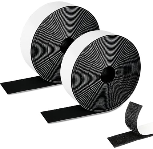 Ruban auto-agrippant réutilisable double face pour la maison, le bureau, le bricolage et les travaux manuels, canapés, tapis, stores et rideaux (noir) 10 m x 25 mm