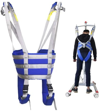 Divided Leg Patient Lift Sling for Elderly & Disabled - Full Body Transfer Sling, Universal Hoist Sling for Bed to Wheelchair - Blue