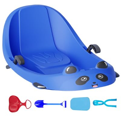 Trineos para nieve, respaldo integrado, suministros deportivos – Trineo de nieve al aire libre con freno – para niños y niños, clima frío, colinas nevadas, parque, patio trasero