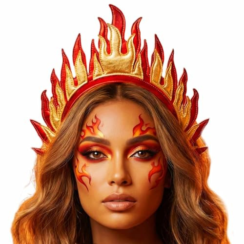 Fashband Flamme Stirnband Feuer Stirnbänder Festival Göttin Kopfschmuck Cosplay Haarschmuck für Frauen