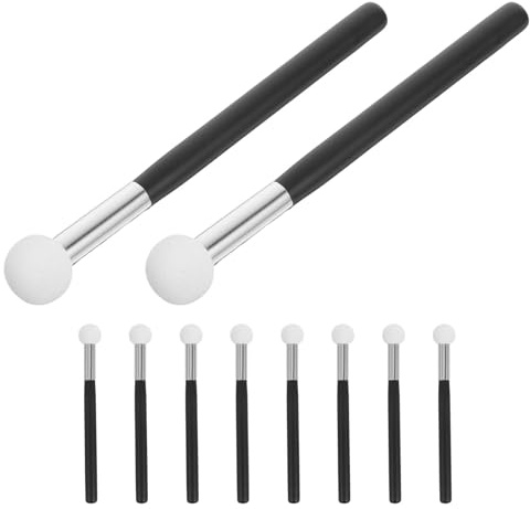 SEWACC 10Pcs Mushroom-Shaped Concealer Brush Sponge Set with Handle for Foundation and under Eye Coverage, Small Round Head Makeup Blender Sponges for Home and Travel