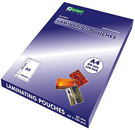 D.RECT Feuilles pour Plastifieuse A4 80mic - Épaisseur 2x80 (160) - Papier Plastifieuse - Laminating Pouches A4 - Feuille a Laminer - Transparent - Film Plastifié Brillant, 100 Feuilles