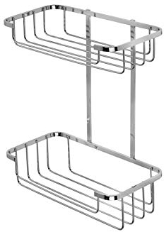 Croydex Stainless Steel Two Tier Shower Caddy - Durable Chrome Plated Bathroom Shelves, Rust Free Modern Shower Basket for Wet Areas, Includes Fixings