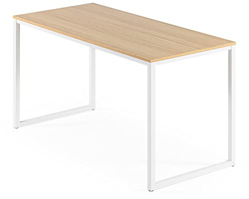 Zinus Jennifer 55 Inch White Frame Desk/Computer Workstation/Office Desk/Dining Table/Easy Assembly, Natural