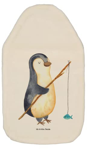 Mr. & Mrs. Panda Wärmflasche Pinguin Angler - Geschenk, Plan, Neustart, Fischer, Kleine Wärmflasche, Kinderwärmflasche, Wärmekissen, Wärmflasche mit